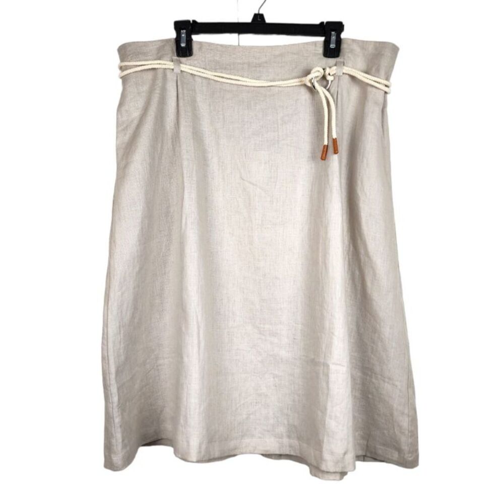 NWT Ulla Popken Linen Midi Skirt Size 18 Beige Natural - Picture 1 of 13